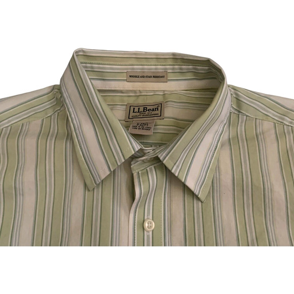 L.L. Bean Men's Size L Tall Button Up Striped Wrinkle Stain Resistant Shirt - Picture 12 of 14
